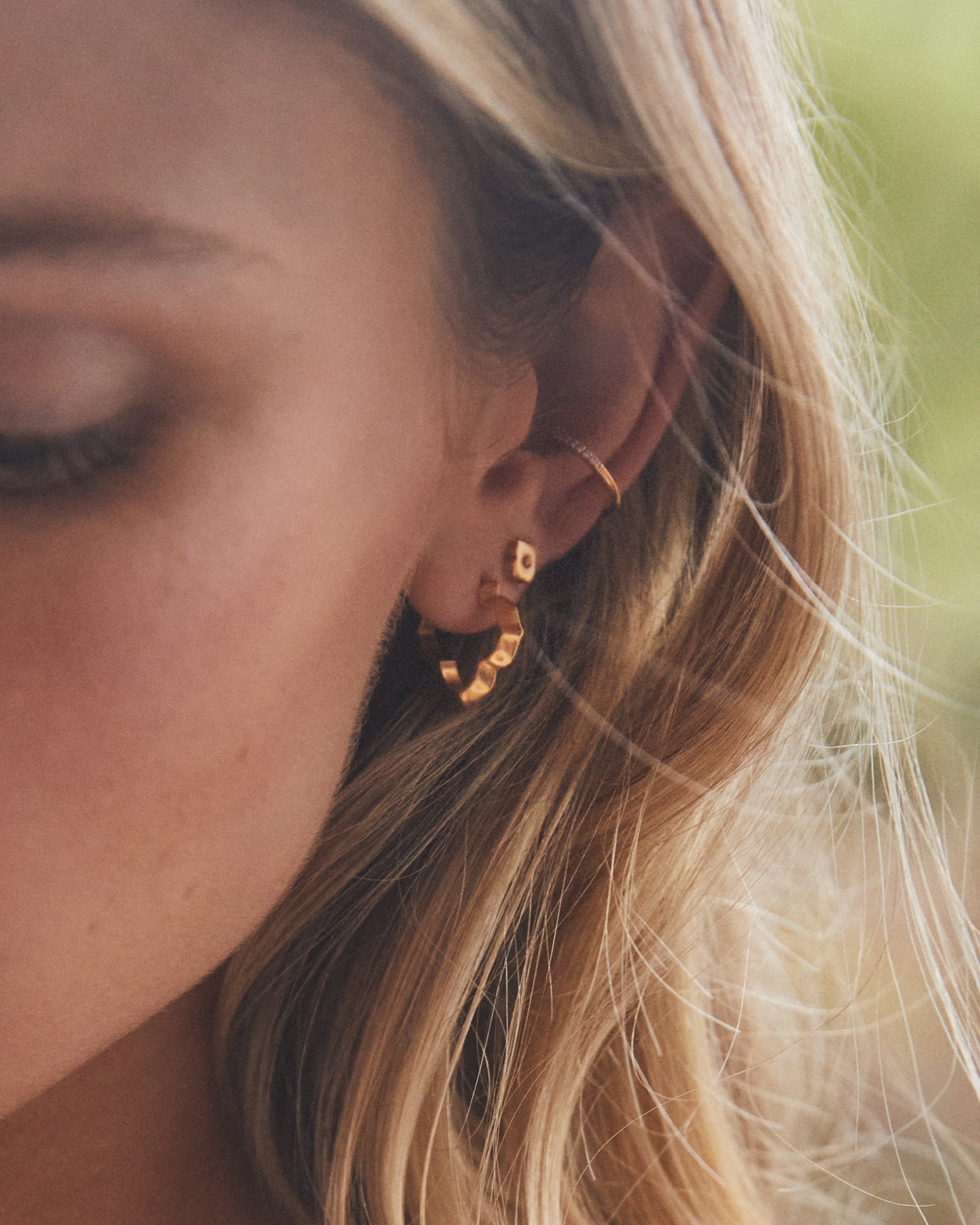 Abbie Stud & Huggie Earrings Set in Gold